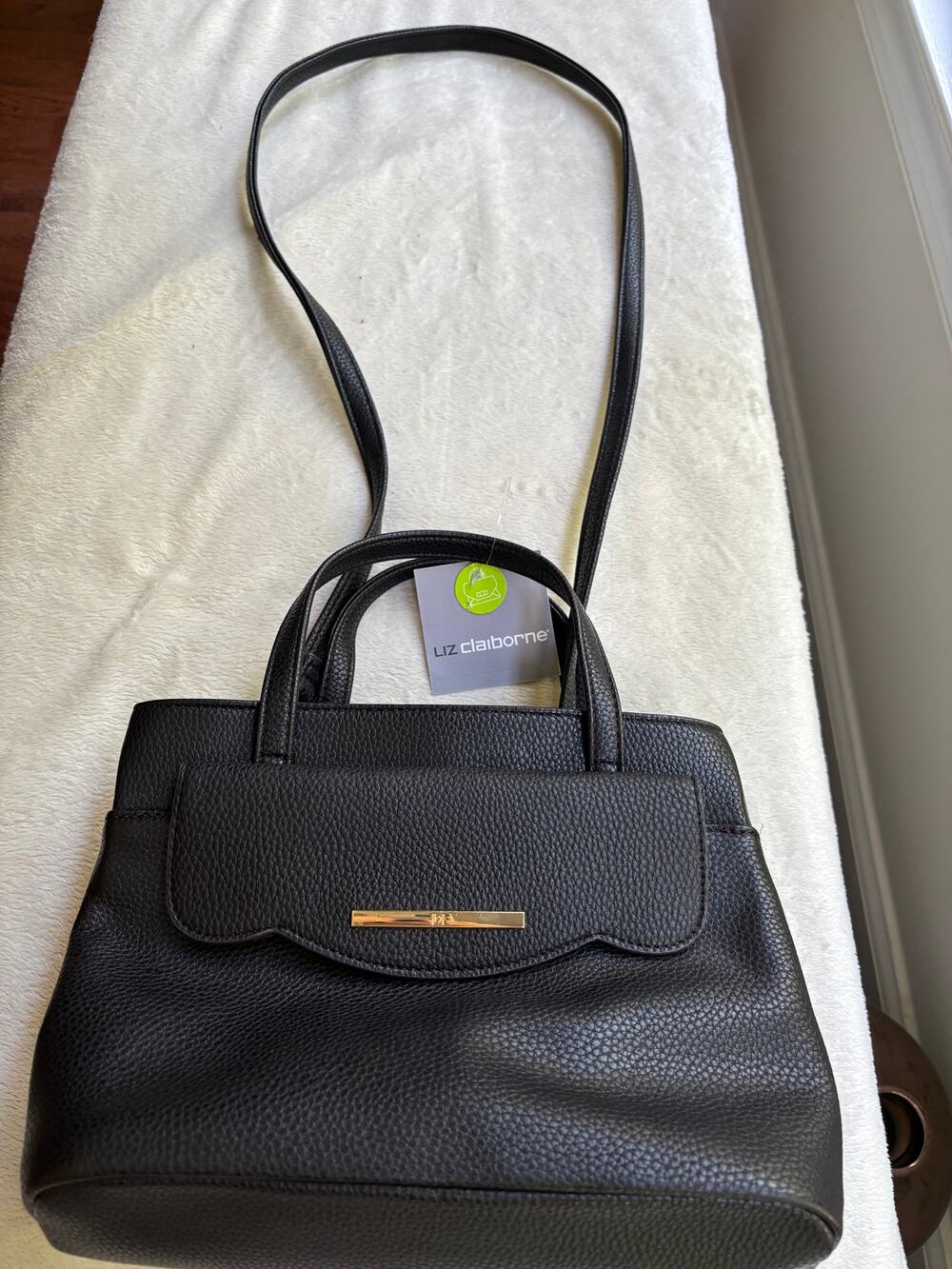 Liz Claiborne Black Pebbled Leather Satchel